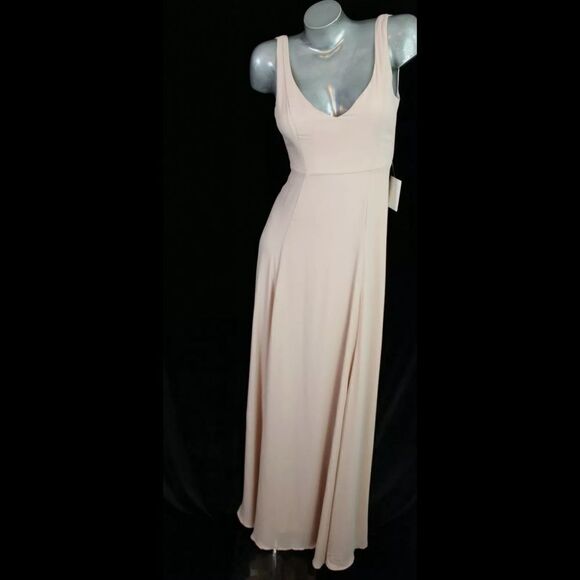 Show Me Your Mumu Jenn Maxi Dress V Neck Dusty Blush Crisp Size XS NWT - Picture 2 of 11